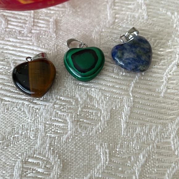 Heart ❤️ Stone Pendants Bundle of Six - Picture 2 of 3